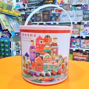 بریکس چوبی 115 قطعه سطلی + پازل قطعات درشت.برند موانزی