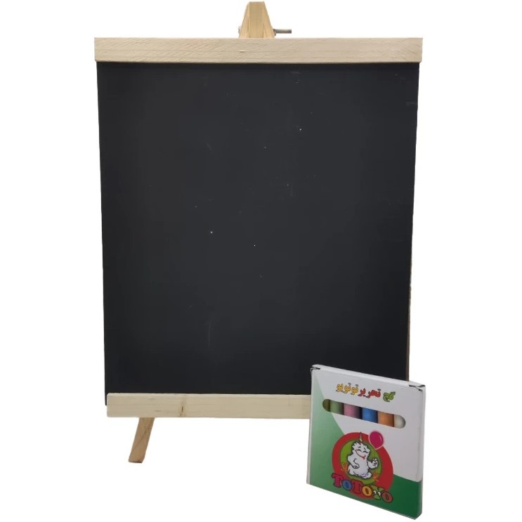 تخته سیاه کوچک رومیزی چوبی به همراه گچ 24*30 - Image 2